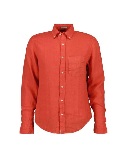 Gant Leinenhemd 3240120 Hemd Regular Untucked in Red für Herren