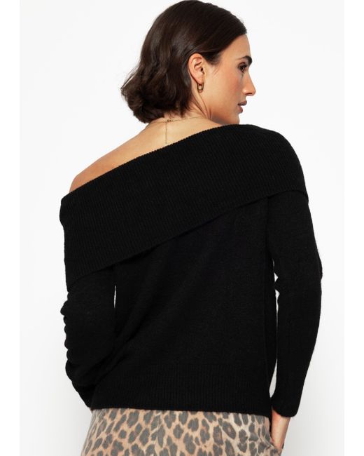 SassyClassy Black Oversize Pullover "NYC" Schriftzug Lockerer Strickpullover mit kontrastreichen Farbblöcken Rosa Rot Blau