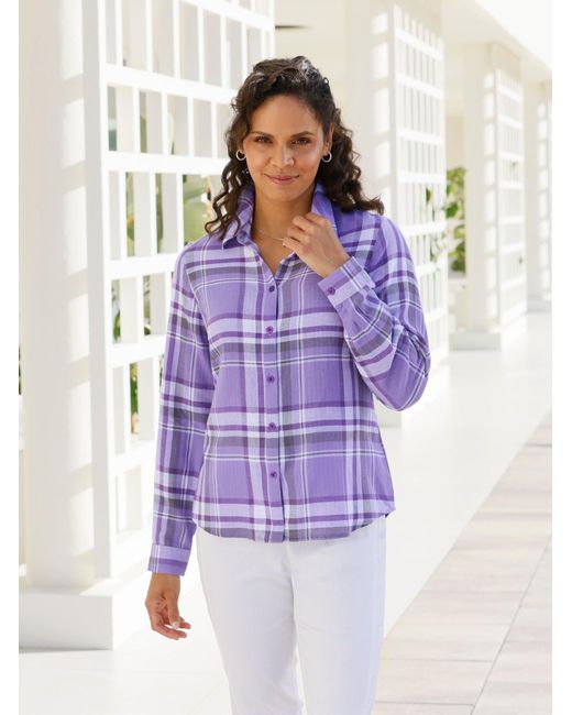 WITT Purple Klassische Bluse Flanellbluse
