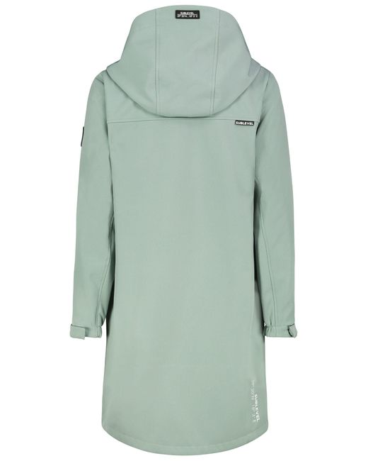 Sublevel Green Langmantel Funktionsmantel mit Kapuze und Reißverschluss-Taschen Softshell Outerwear
