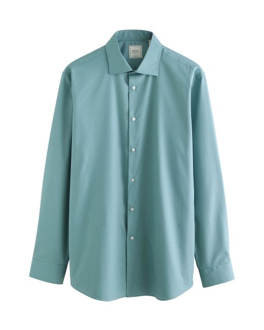 Next Langarmhemd Pflegeleichtes Slim Fit Hemd mit Haifischkragen (1-tlg) in Blue für Herren