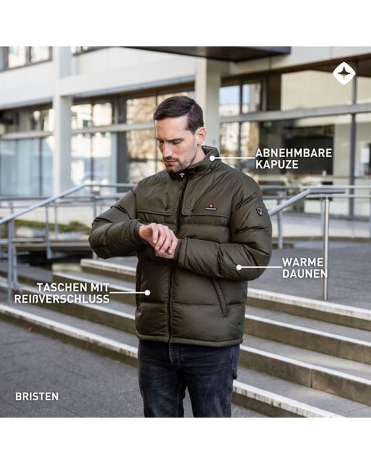 Höhenhorn Winterjacke Bristen Jacke für Männer Gefüttert Thermo RDS-zertifizierte Daunen in Green für Herren