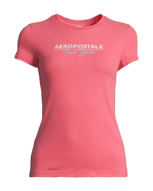 Aéropostale Pink T-Shirt (1-tlg) Stickerei
