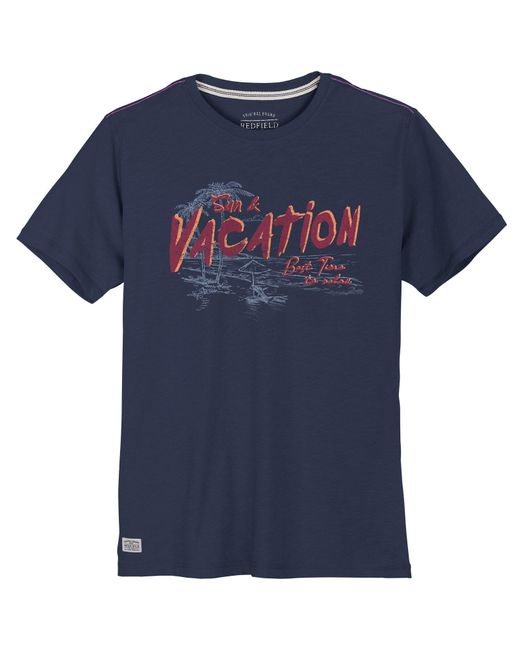 Redfield Rundhalsshirt Übergrößen T-Shirt Vacation denimblau in Blue für Herren