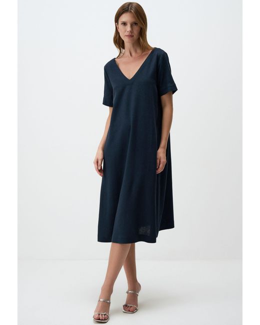 Jimmy Key Blue Minikleid Marineblau V-Ausschnitt Midi Kleid