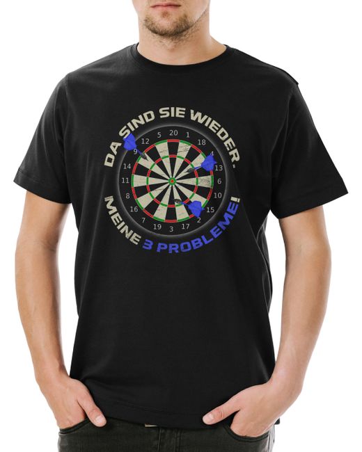 Urban Backwoods Print- Darts Probleme T-Shirt Dartscheibe Spiel Sport Hobby 180 Pfeile in Black für Herren