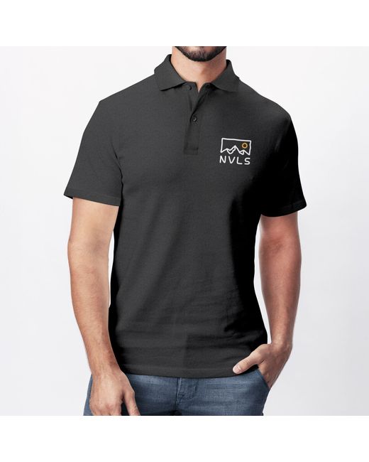 Neverless Poloshirt NVLS Berg Logo – Kurzarm Polohemd Baumwolle – mit Print in Black für Herren