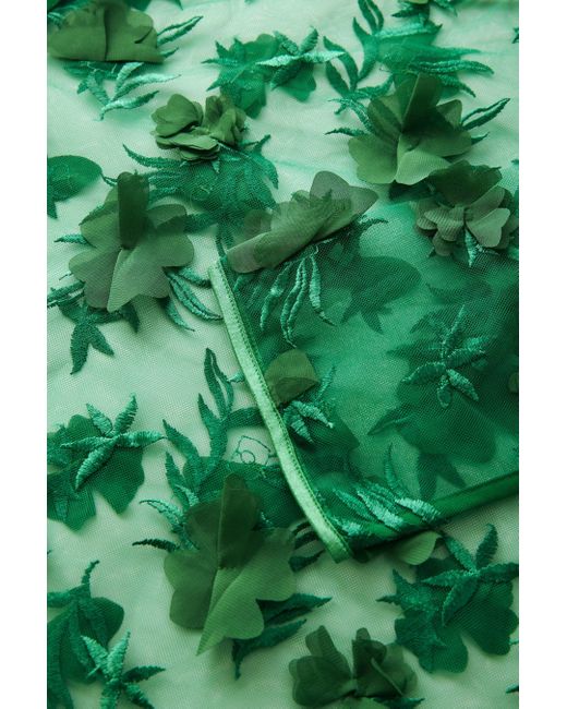 Next Green Langarmbluse Langarmoberteil aus Mesh mit 3D-Blume (1-tlg)