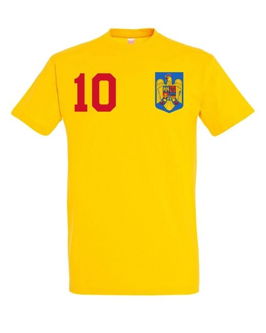 Youth Designz Rumänien T-Shirt Trikot mit trendigem Print in Yellow für Herren