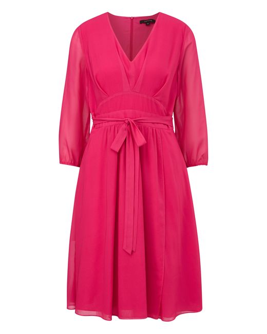 Comma, Pink Maxikleid Kurzes Kleid mit Bindegürtel