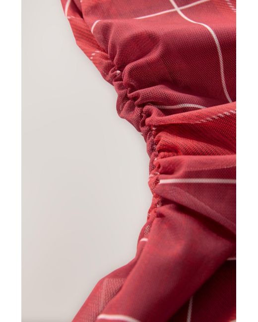 Next Red Asymmetrisches Minikleid mit Mesh + kurzen Ärmeln (1-tlg)