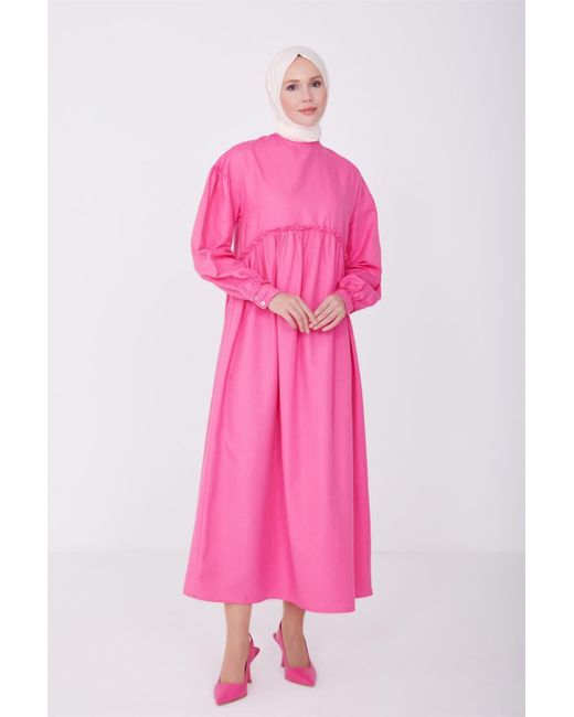 Armine Pink Maxikleid Armine Unterkleid Lang, Langlebige Qualität Kleid Shapewear Dame