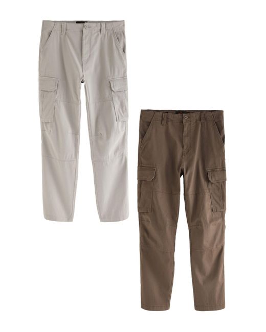 Next Slim Fit Cargohose aus Stretchgewebe, 2er-Pack (2-tlg) in White für Herren