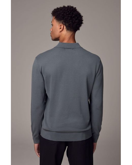 Next Langarm- Langärmeliges Slim Fit Poloshirt aus Strick (1-tlg) in Gray für Herren