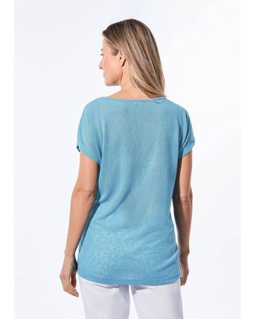 Goldner Blue T- Kurzgröße: Shirt in Leinenoptik