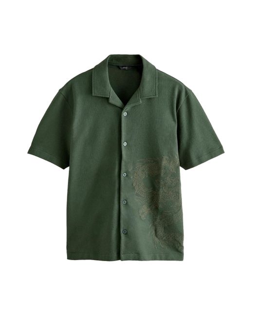Next Kurzarmhemd Jersey-Hemd mit Grafikprint (1-tlg) in Green für Herren