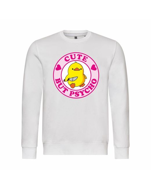 deinshirt Rundhalspullover Pullover Cute but Psycho Mit Print Motiv, Grafik in Gray für Herren