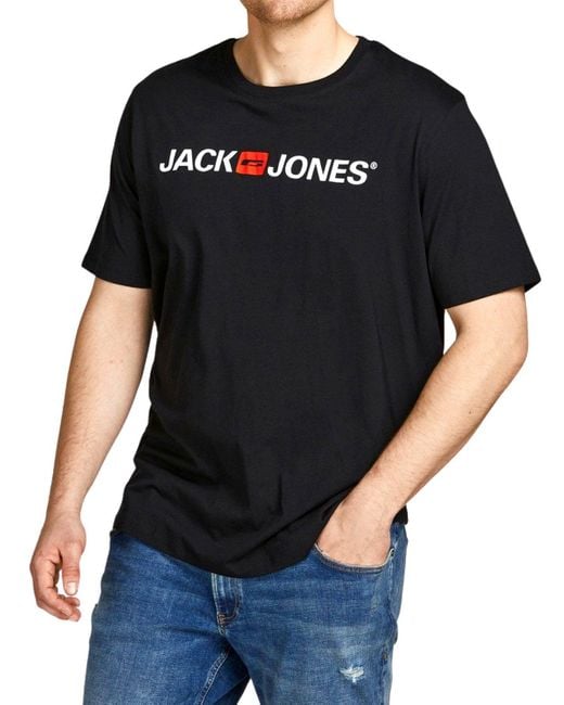 Jack & Jones Print- Big Size Übergrößen T-Shirt in Black für Herren
