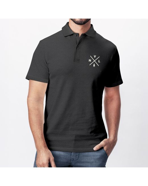 Neverless Poloshirt Grafik – Kurzarm Polo Sommer Outdoor mit Print in Black für Herren