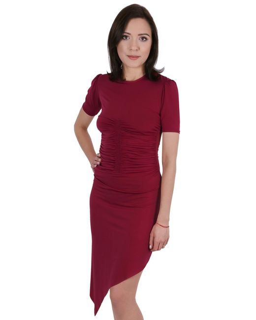 Sarcia.eu Red Midikleid Asymmetrisches, dunkelrotes Kleid JOHN ZACK S