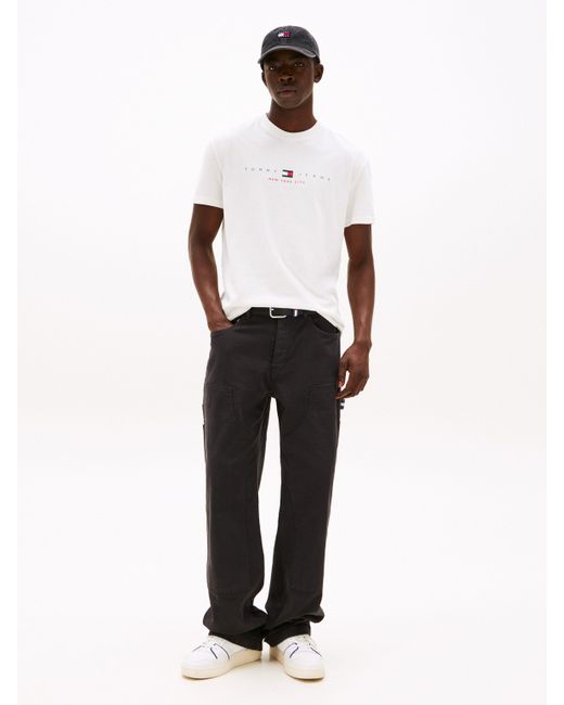 Tommy Hilfiger T-Shirt TJM REG FLAG LINEAR SS TEE EXT Mit Rundhalsausschnitt in White für Herren