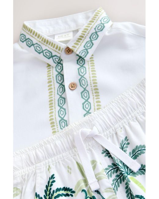 Next Shirt & Bedrucktes Kurzarm-Hemd und Shorts im Set (2-tlg) in Blue für Herren
