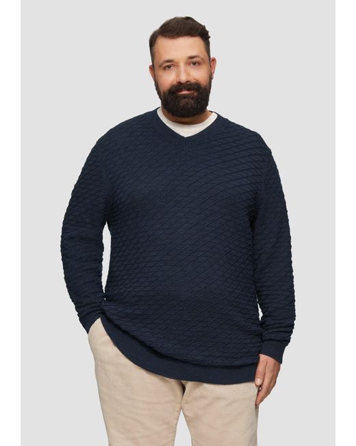 S.oliver Strickpullover Strukturierter Pullover mit V-Ausschnitt in Blue für Herren