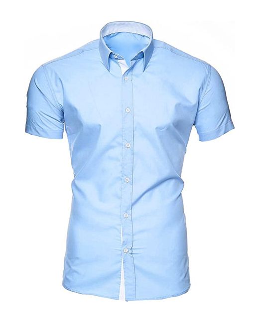 JMIERR Businesshemd Hemd Freizeithemd Business Formales Sommerhemd in Blue für Herren