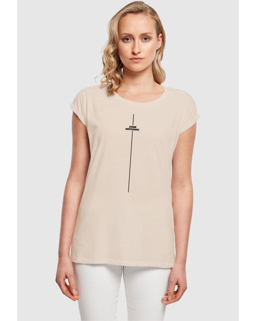 in Different Lyst Shoulder Ladies Merchcode T-Shirt | (1-tlg) DE Tee Think Natur Extended