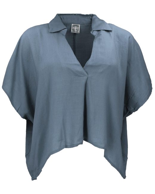 Guru-Shop Blue Longbluse Weites Boho Blusentop mit Fledermausärmeln,.. alternative Bekleidung