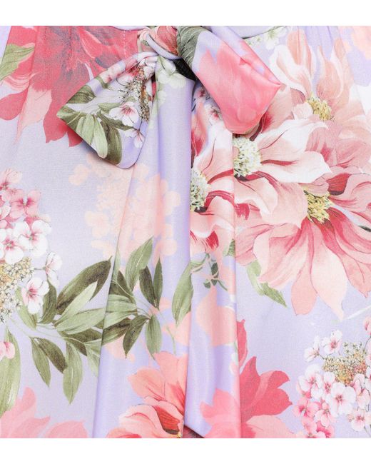 MONACO blue Pink Schluppenbluse Druckbluse koerpernah mit Blumen-Motiv