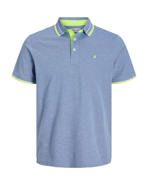 Jack & Jones Poloshirt Polo Shirt JJEPAULOS Sommer Hemd Kragen Pique Cotton (1-tlg) 3613 in Blau-4 in Blue für Herren