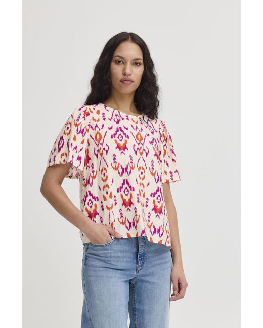 Ichi Red Kurzarmbluse IXHARPER Modische Bluse mit Muster