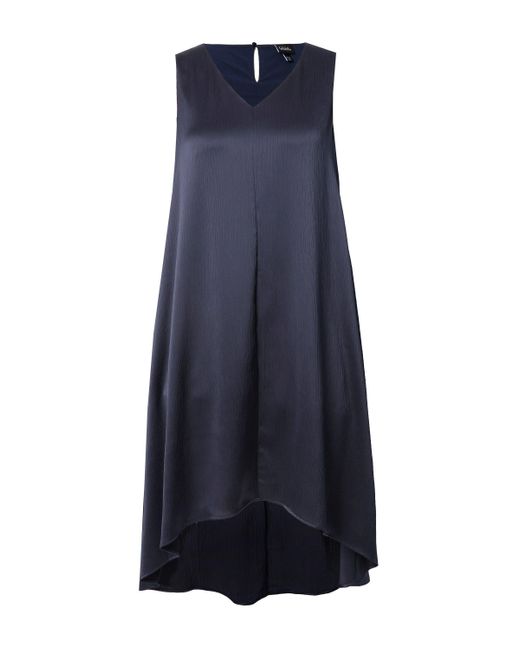 Ulla Popken Blue Cocktailkleid Crash-Midikleid ärmellose A-Linie V-Ausschnitt
