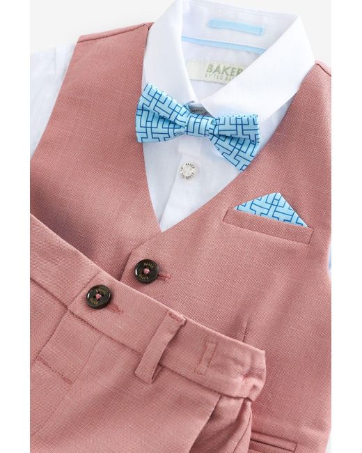 Baker by Ted Baker Kinderanzug by Ted Baker Hemd, Weste und Shorts im Set (4-tlg) in Pink für Herren