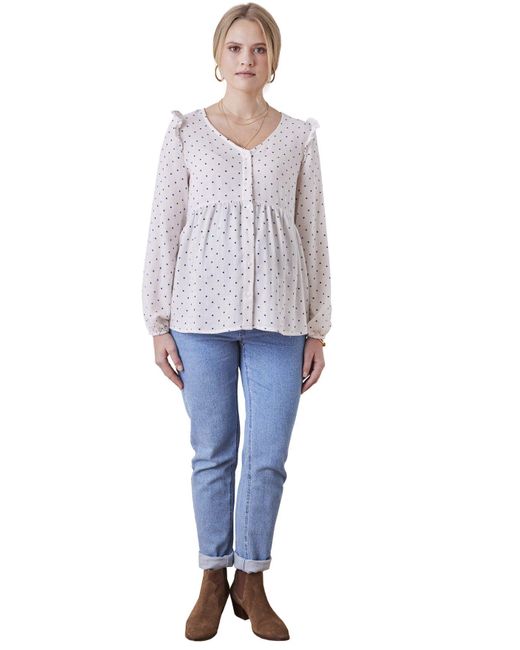VERTBAUDET Gray Langarmhemd Bluse für Schwangerschaft und Stillzeit