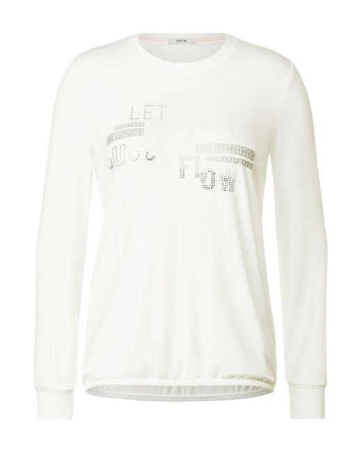 Cecil T- Shirt with tonal glitter FP in Weiß | Lyst DE