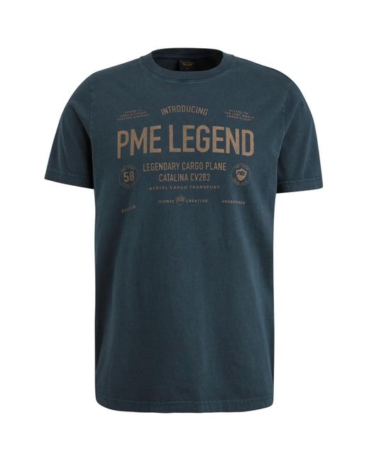 PME LEGEND T-Shirt Short sleeve r-neck single jersey in Blue für Herren