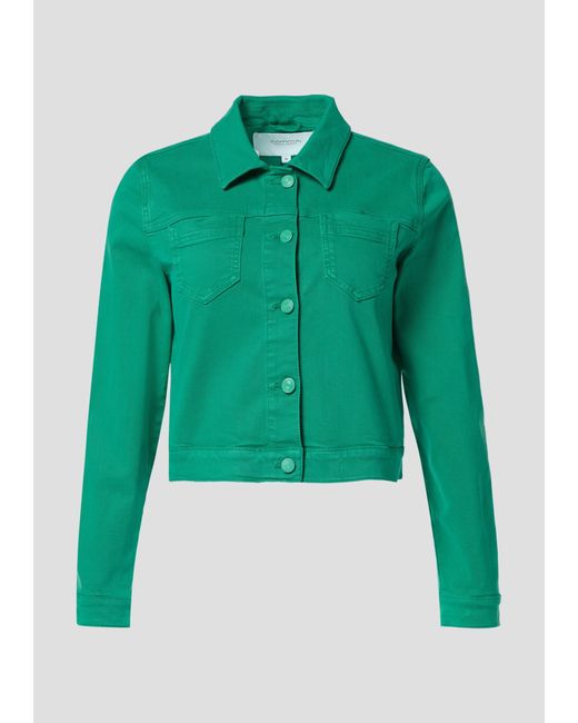 comma casual identity Green Blusenblazer Cropped-Jacke aus elastischem Twill Garment Dye