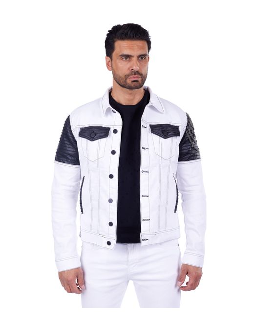 KINGZ Jeansjacke mit Weiß S Totenkopf in Blue für Herren