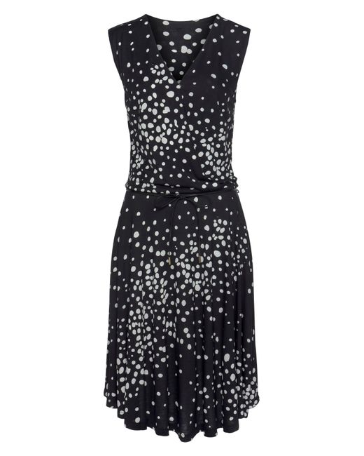 vivance active Black Jerseykleid ( Bindegürtel) mit Punktedruck und V-Ausschnitt, elegantes Sommerkleid