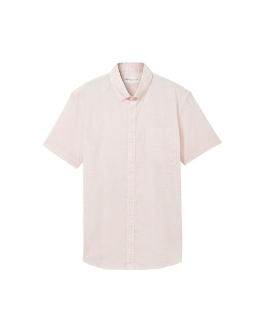 Tom Tailor Kurzarmhemd striped slubyarn shirt in Pink für Herren