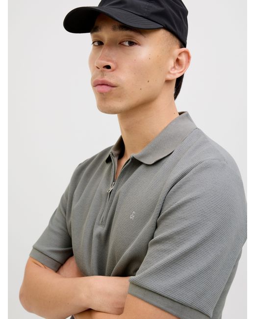 Jack & Jones Poloshirt JJEAUSTIN ZIP POLO SS NOOS in Gray für Herren