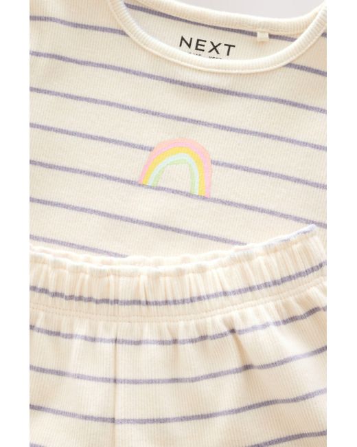 Next Multicolor T-Shirt & Geripptes Set mit Oberteil und Shorts, 2er-Pack (4-tlg)