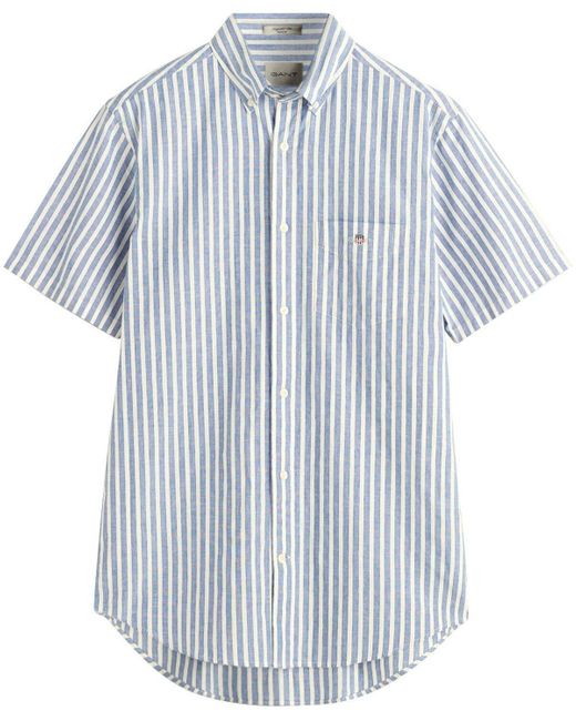 Gant Kurzarmhemd Halbarm Streifenhemd in Blue für Herren