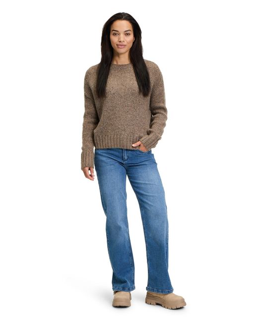 Cartoon Brown Strickpullover Basic-Pullover mit Rundhalsausschnitt (1-tlg) Rippbündchen