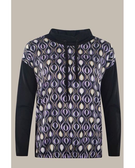 Hajo Black Blusenshirt Shirt Blousonform mit halsfernem Rollkragen