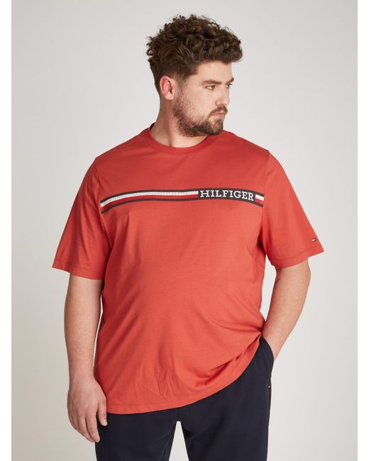 Tommy Hilfiger T-Shirt BT-CHEST STRIPE TEE-B Große Größen mit Logostickerei in Red für Herren