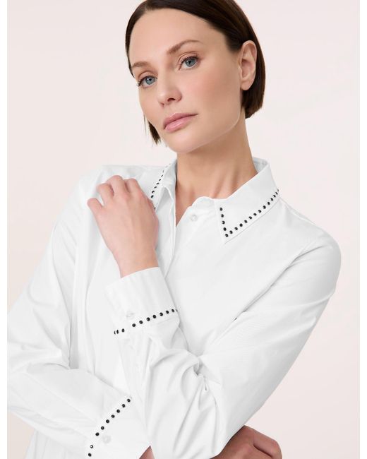 Taifun White Langarmbluse Hemdbluse mit Nieten-Dekor