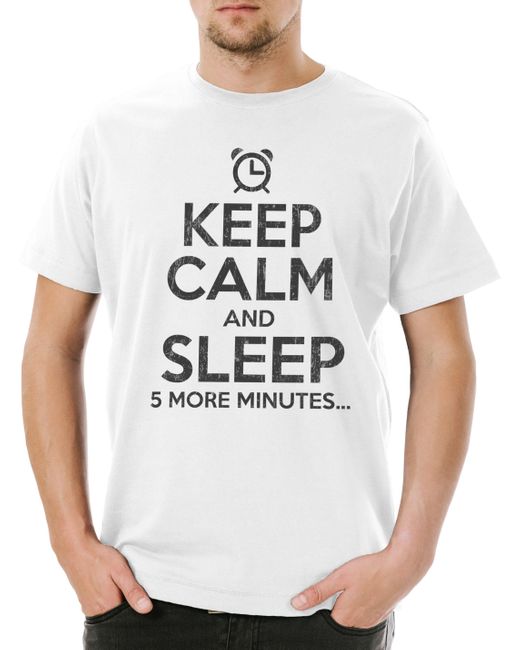 Urban Backwoods Print- Keep Calm And T-Shirt Schlafen Schlaf Chill Chiller Relax in White für Herren